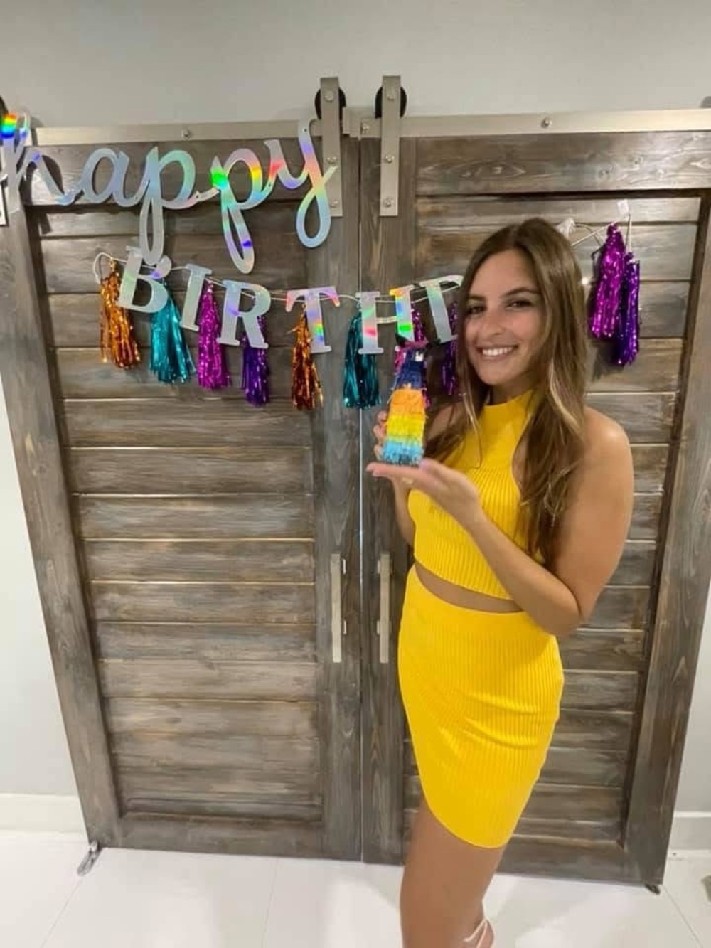 superdown Bright Yellow Ribbed Two-Piece Party Set